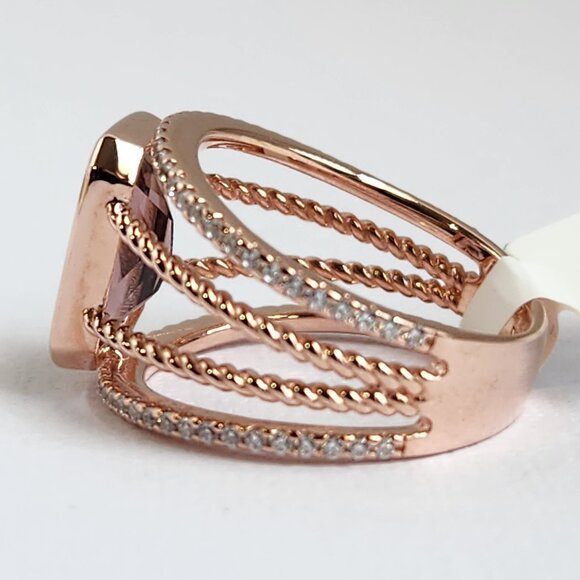 NIB HUGE 4.12ctw Blush Pink Zircon 18K RG over 925 Ring Size 9 - Picture 8 of 12